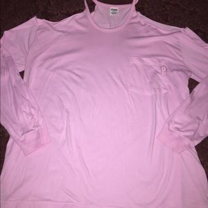 Pink cold shoulder shirt